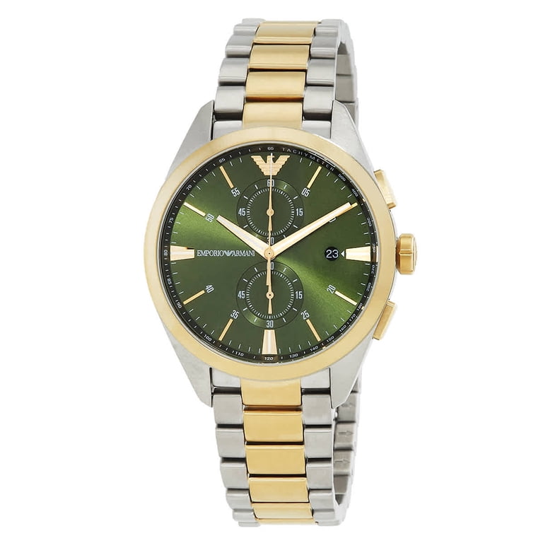 NWT Emporio Armani Chronograph Quartz Green Dial Two-Tone Men\'s Watch Emporio Armani Chronograph Two Tone Stainless Steel Men  main image 3