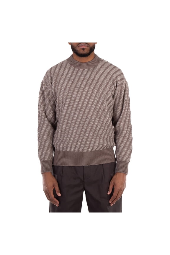 Crew-Neck Jacquard Sweater, Size Medium