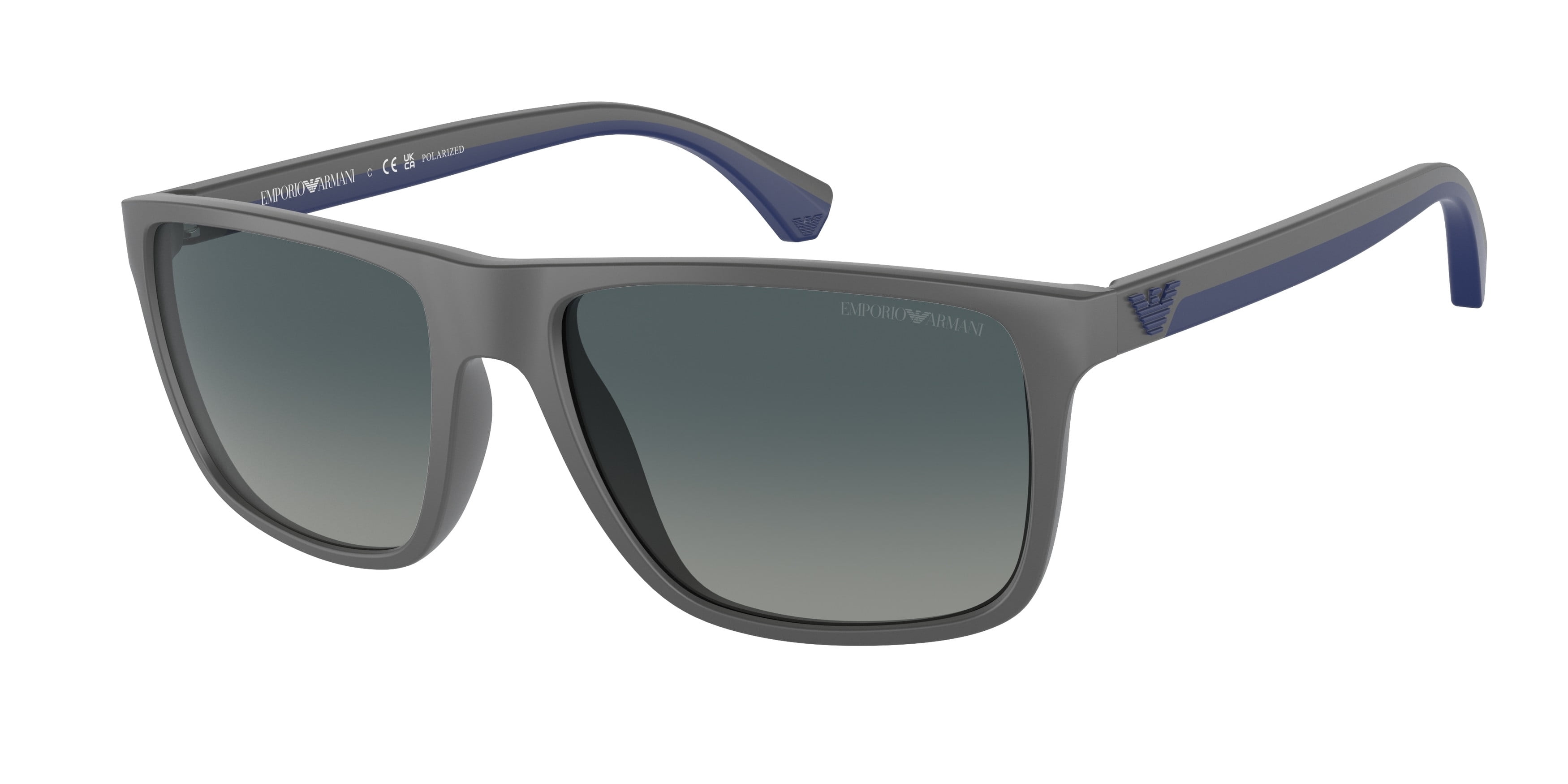 Matte Grey Square Polarized Sunglasses with Blue Gradient Lenses