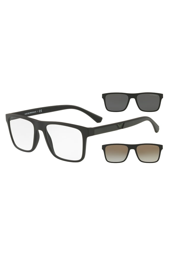 EA 4115 Plastic Unisex Rectangle Sunglasses Matte Black 54mm Adult