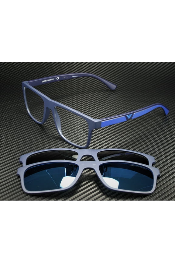 EA 4115 Plastic Unisex Rectangle Sunglasses Matte Dark Blue 54mm Adult