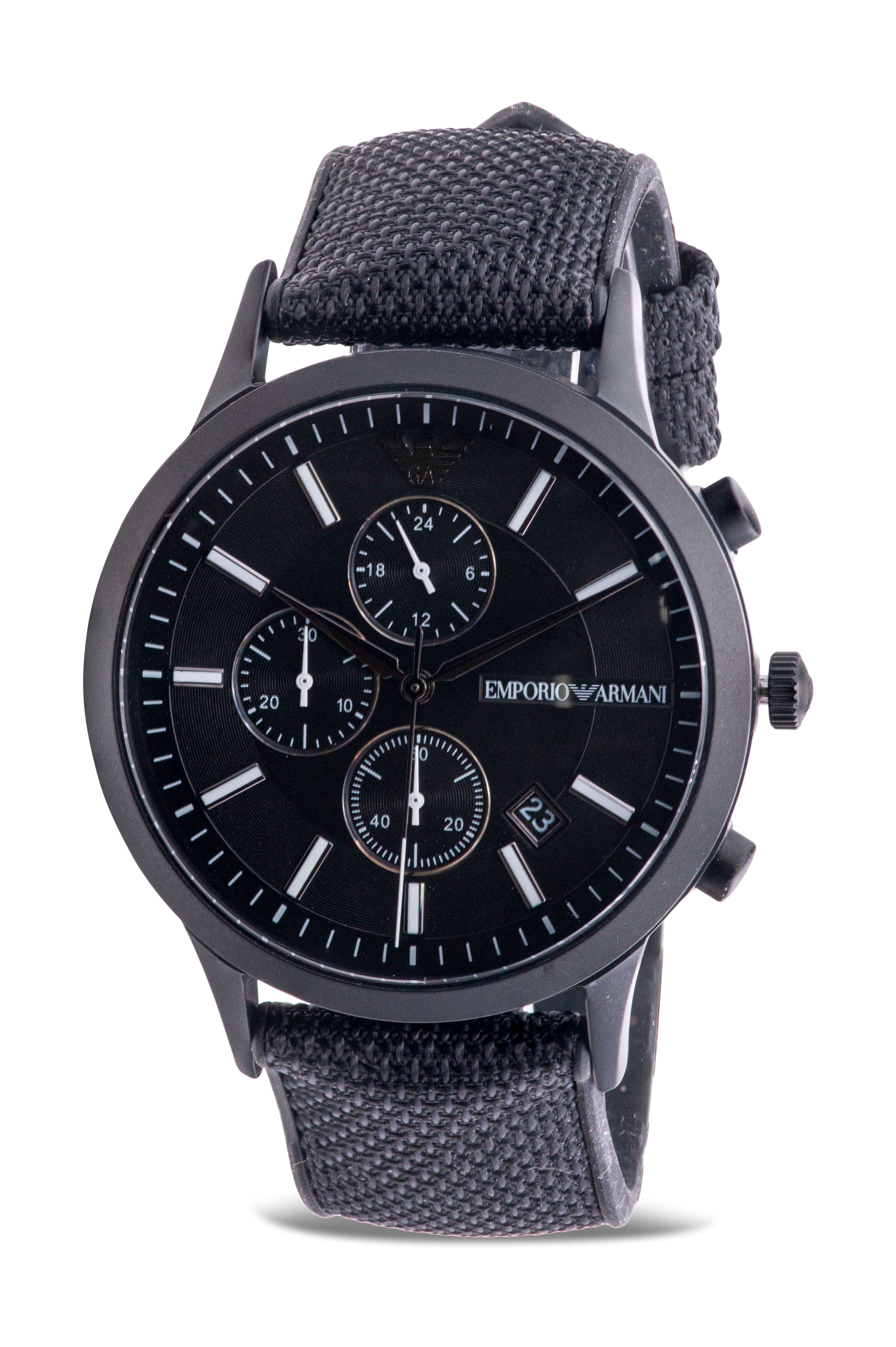 EMPORIO ARMANI Fabric Silicone Chronograph Mens Watch AR11457