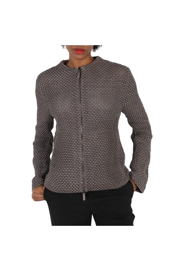 Grey Knit-Jacquard Jacket, Brand Size 48 (US Size 14)