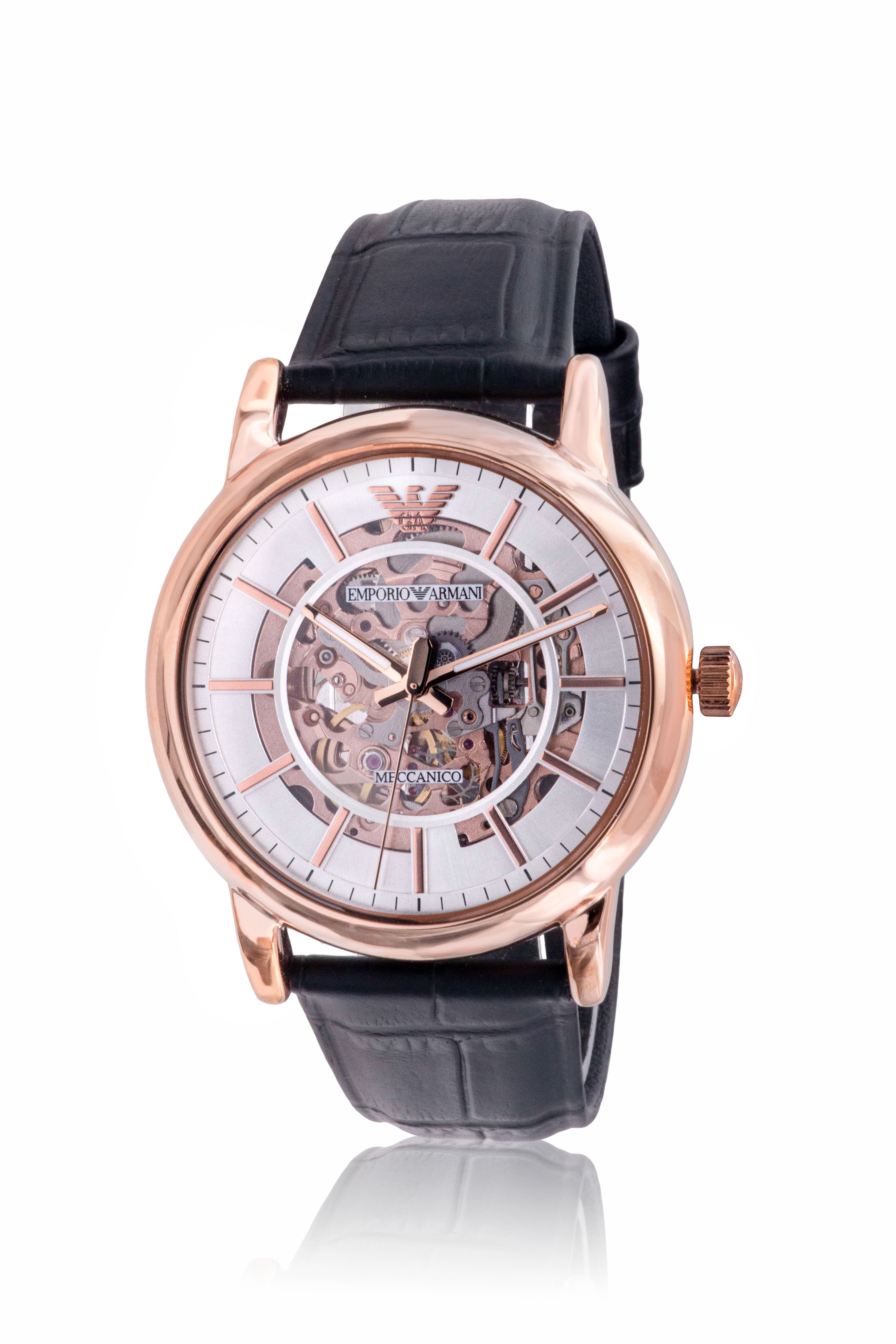 【ミラノ購入】EMPORIO ARMANI ラムレザー2010 アーカイブ Emporio Armani Mens Watch, Leather Strap, Rose Gold Dial