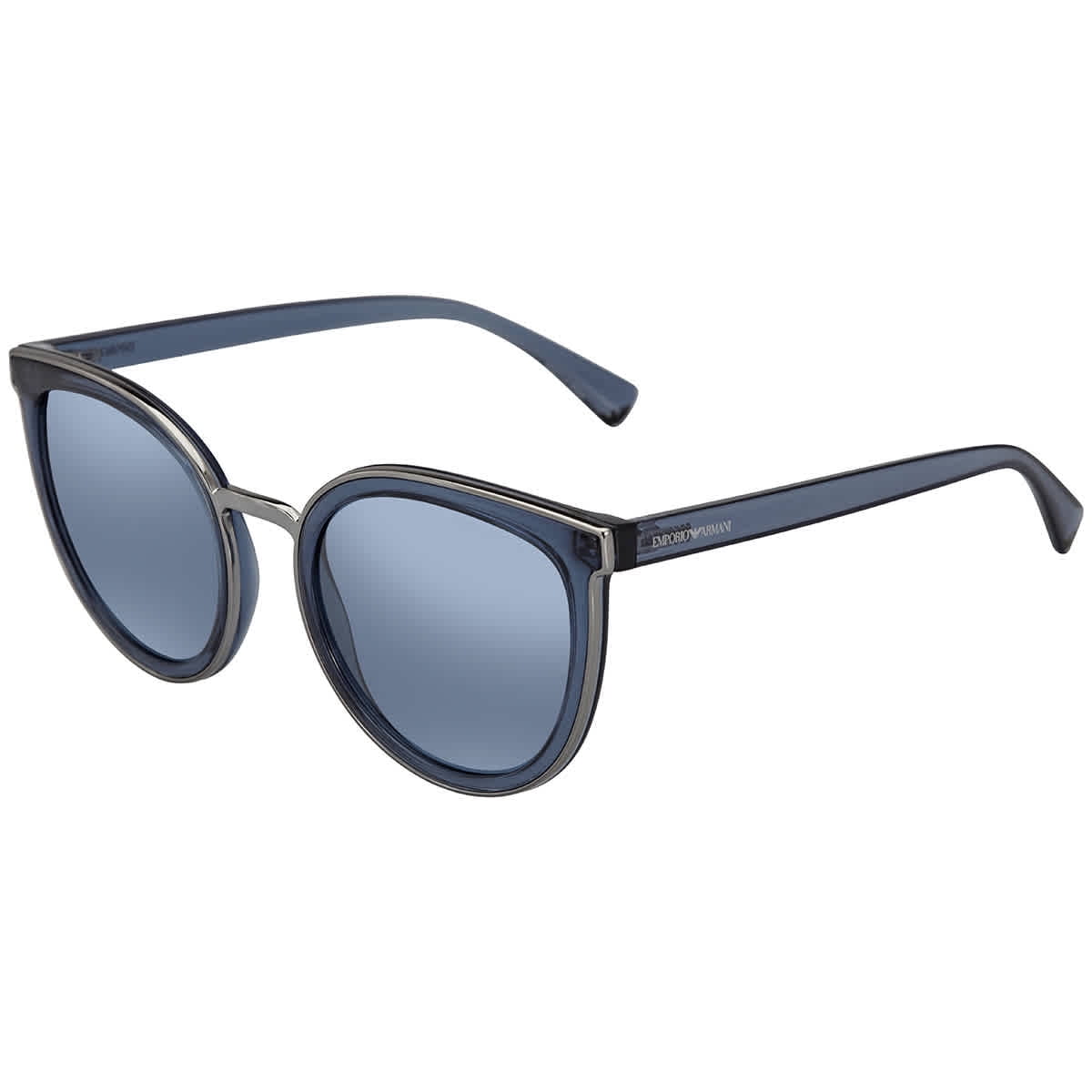 Emporio Armani Light blue mirror silver Cat Eye Sunglasses EA4135 ...