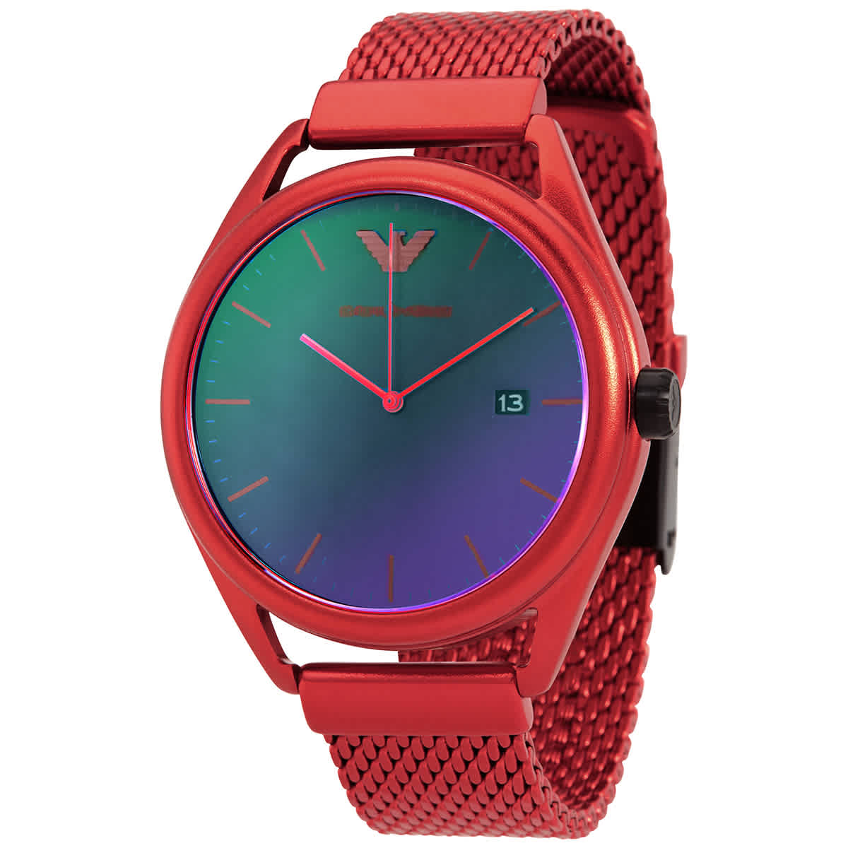 Emporio Armani Matteo Quartz Black Dial Red Aluminium Men s Watch AR11329