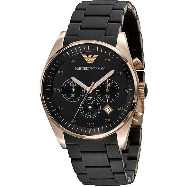 Emporio Armani Men s Black Silicone Band Steel Case Quartz Chronograph Watch 43mm AR5905 Walmart