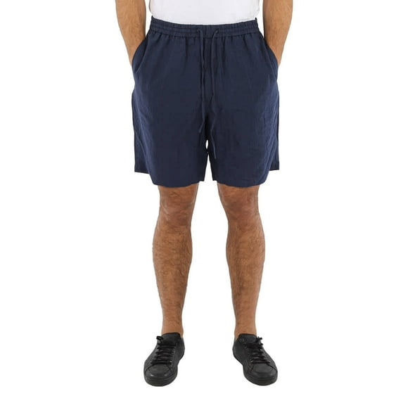 Emporio Armani Men's Blue Faded Linen Drawstring Board Shorts, Brand Size 46 (Waist Size 30")