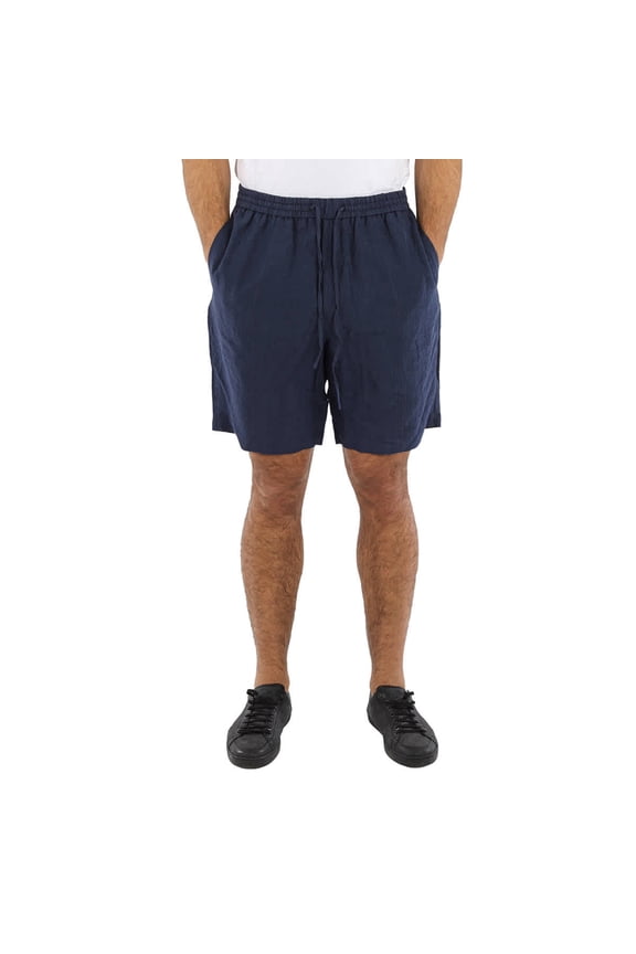 Men's Blue Faded Linen Drawstring Board Shorts, Brand Size 46 (Waist Size 30")