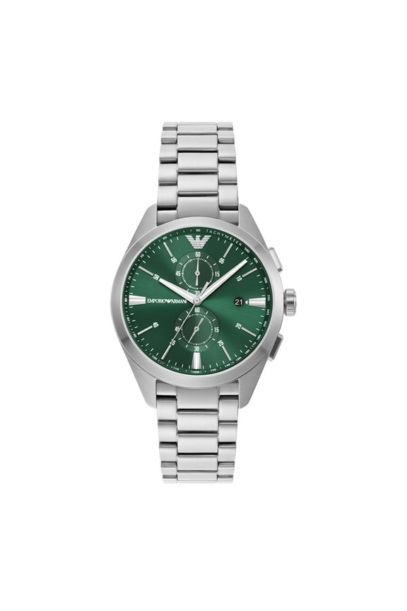 Men's Chronograph Stainless Steel Watch (Model: AR11480), Silver/Green