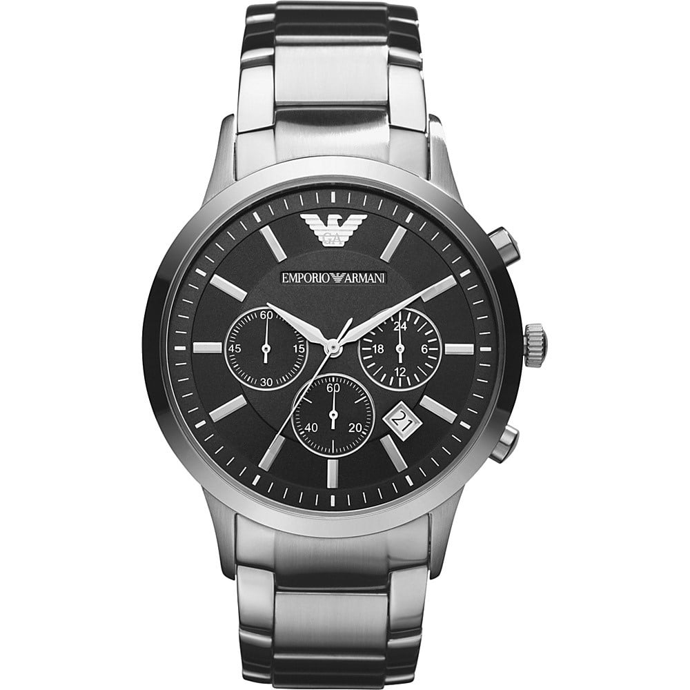 Emporio Armani Men's Classic Chronograph Stainless Steel Black Dial Watch  AR2434