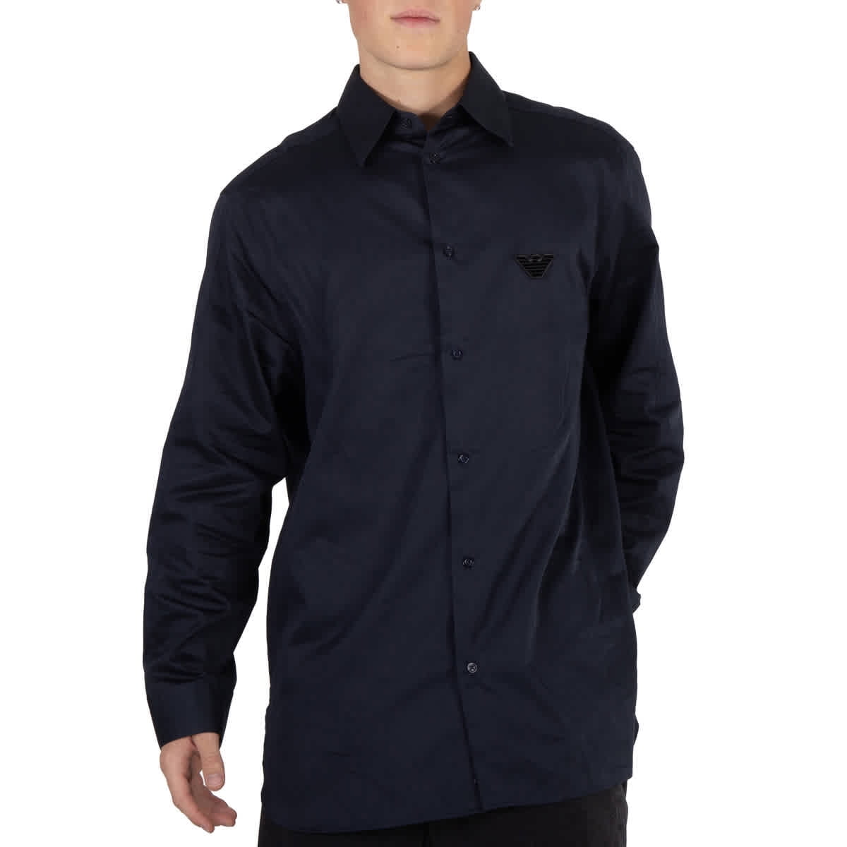 Emporio Armani Men's Embroidered Logo Cotton Shirt, Size Emporio Armani Men's Embroidered Logo Cotton Shirt, Size