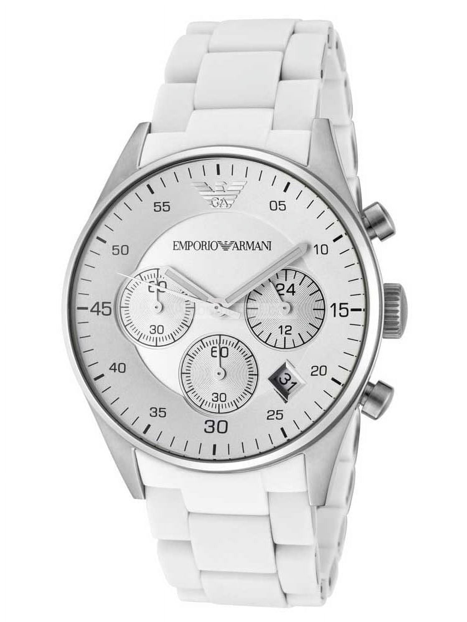 Emporio Armani Men\'s Quartz Analog White Dial Stainless Steel 50m Watch  AR5859