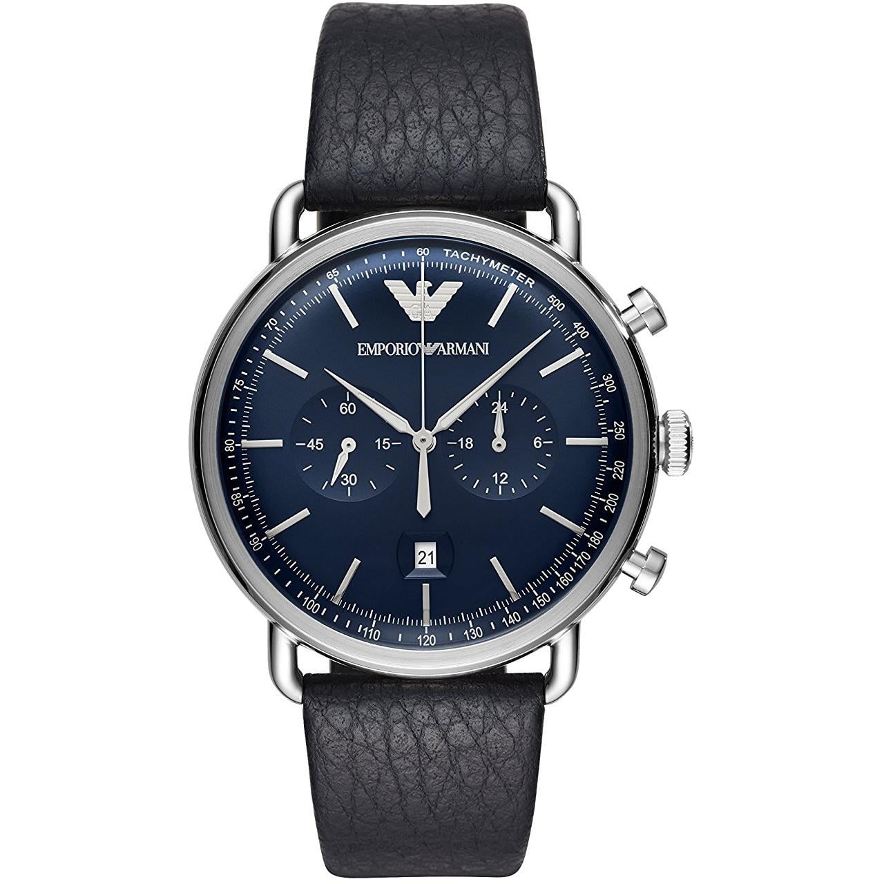 Emporio Armani Men's Stainless Steel and Leather Dress Watch AR11105 ...