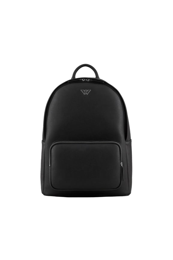 Men's Black Roundshape Regenerated Leather Backpack Black