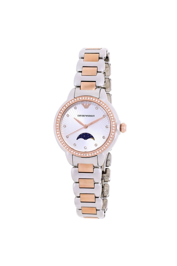 Mia Quartz Moon Phase Crystal Silver Dial Ladies Watch AR11567