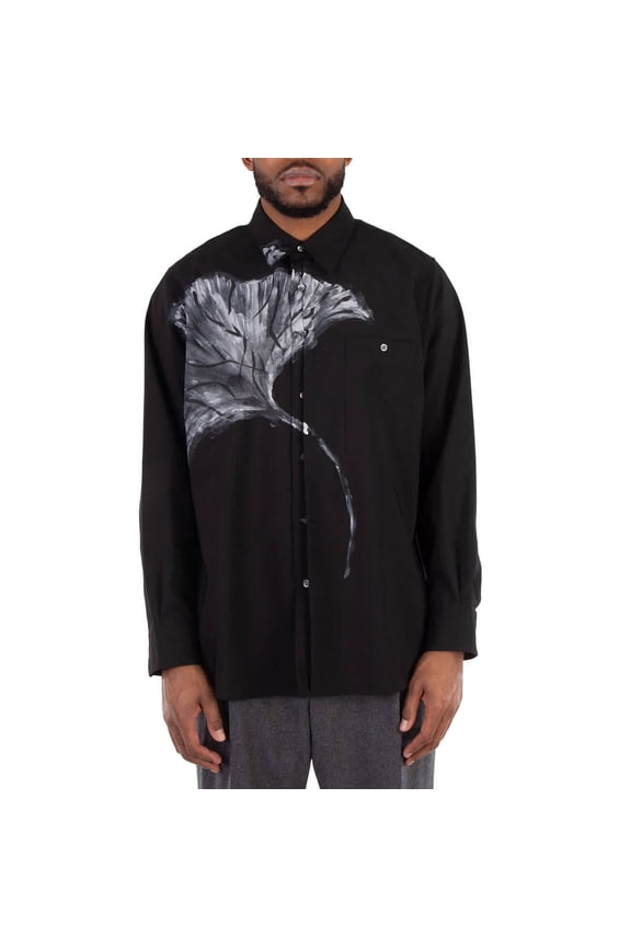 Nature Print Woven Shirt, Size Large