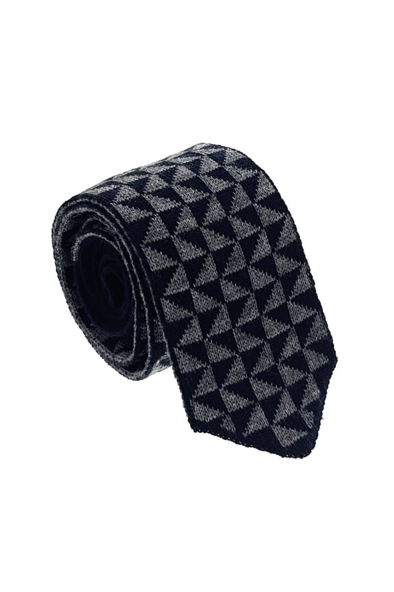 Navy Blue & Grey Geometric Men's Tie, 2.5" for Mens