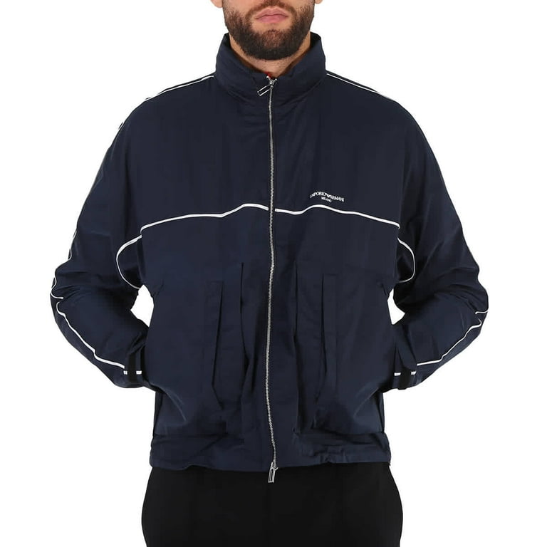 Emporio Armani Navy Nylon Full Zip Logo Blouson Jacket Brand Size 46 US Size 36 Walmart