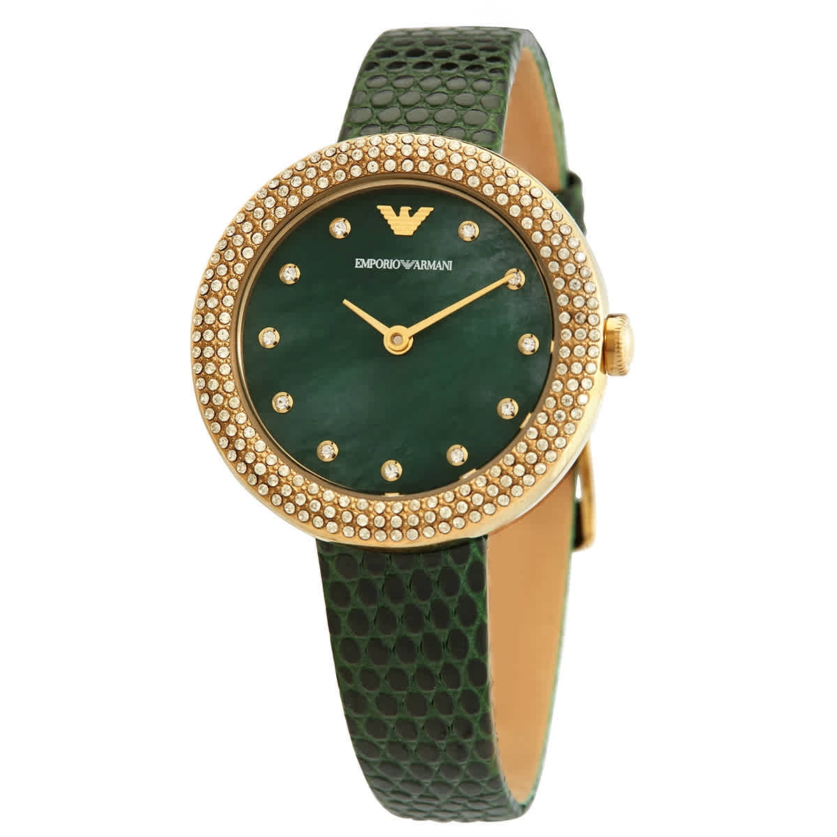 Emporio Armani Ladies Watch with Green Leather Strap Bahrain Ubuy