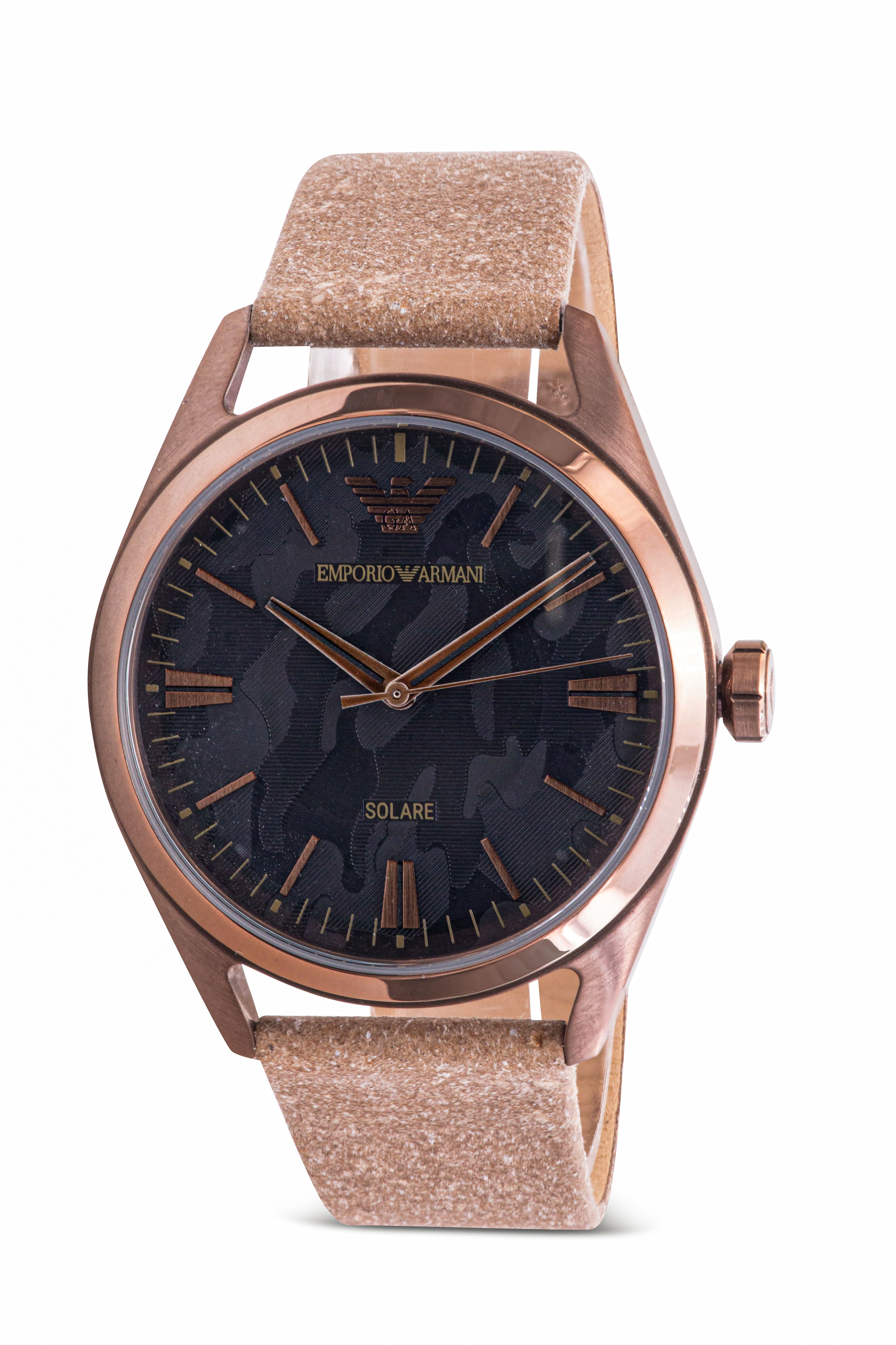 Emporio Armani Solar Powered Leather Mens Watch
