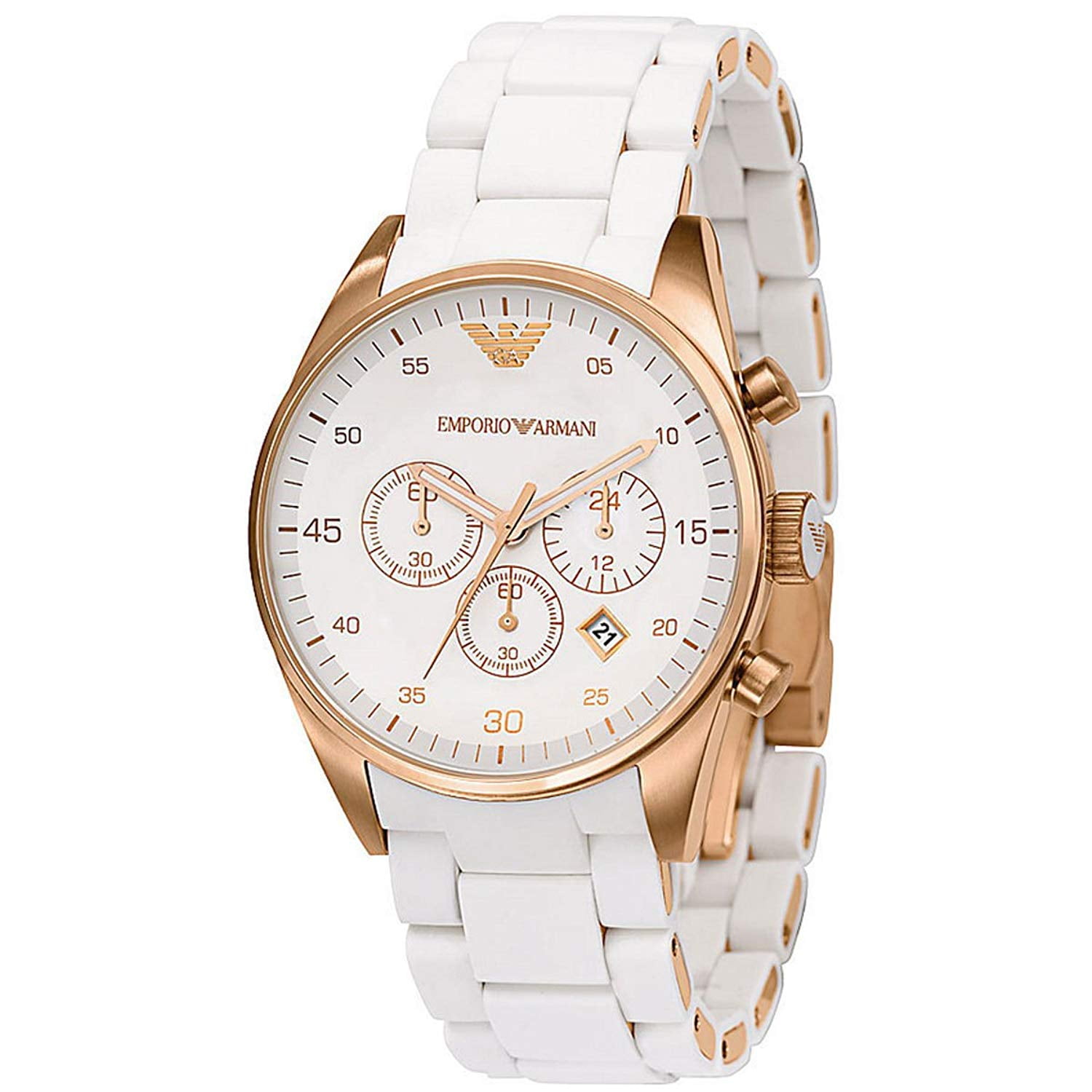 特価!EMPORIO ARMANI Sportivo White Dial Watch AR5920 Emporio Armani Sportivo Women's Watch, White Silicone Strap