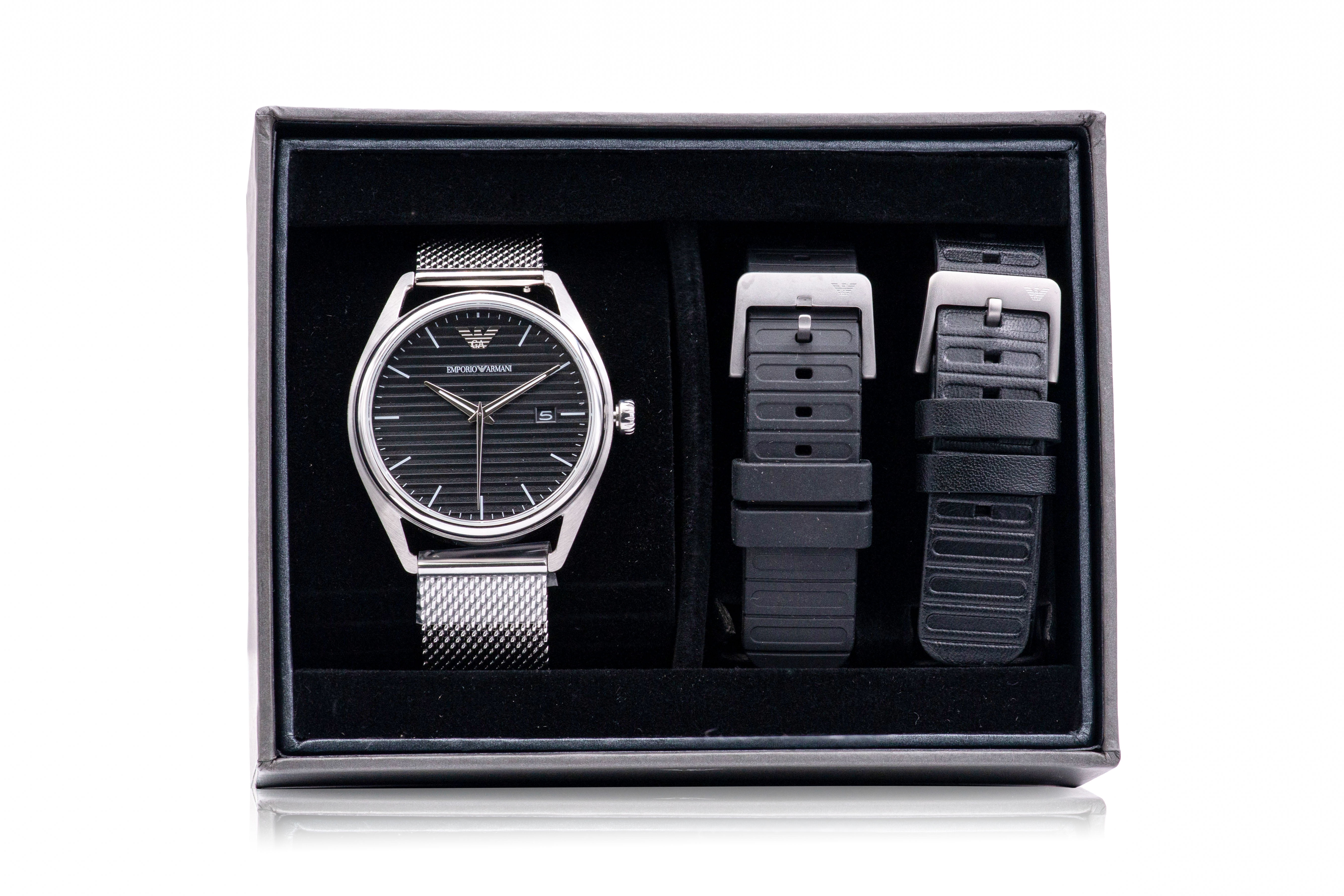 Emporio Armani Stainless Steel Mesh Mens Watch and Interchangeable Strap