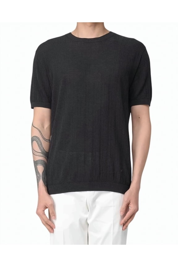 Structured Knit Ribbed Crewneck T Shirt (Men's)