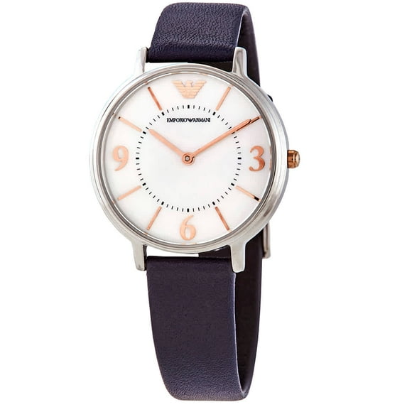 Emporio Armani Women's 32mm Blue Leather Band Steel Case Quartz MOP Dial Analog Watch AR2509