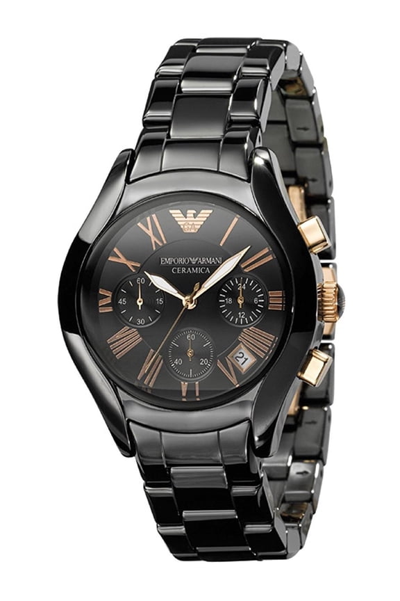 Women's 40mm Black Ceramic Band & Case Quartz Analog Watch AR1411