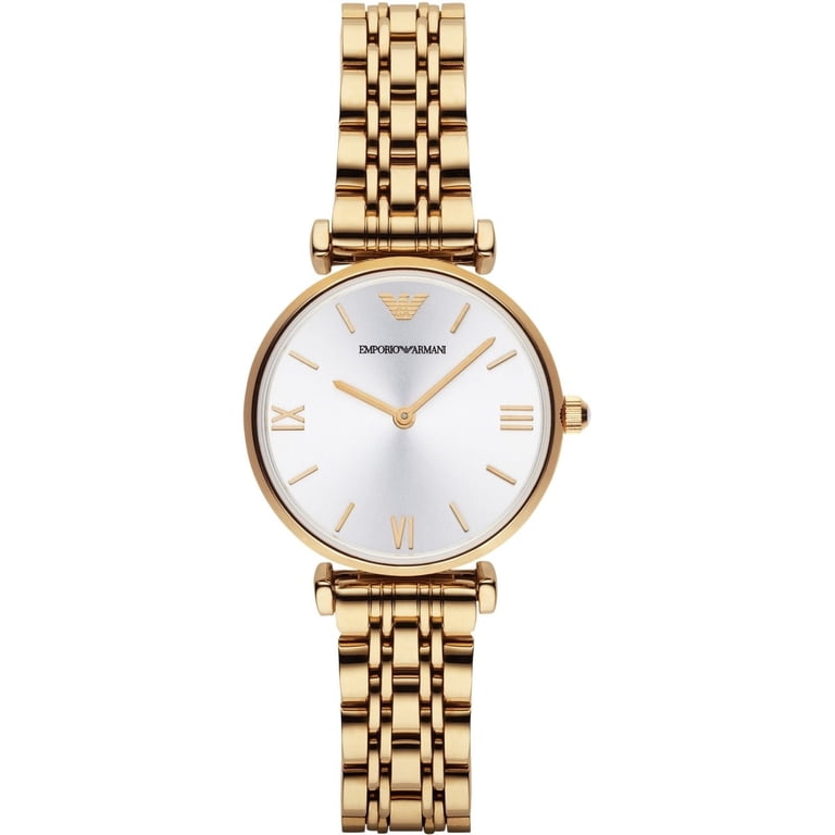 Emporio Armani Women\'s Gold-Tone White Dial Watch with Patterned Brown Strap EMPORIO ARMANI WOMENS WATCH AR1926 TWO TONE STRAP WITH WHITE  main image 4