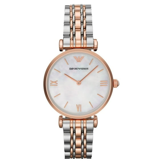 Emporio Armani Women's Retro Mother of Pearl Two-Tone Stainless Steel Watch AR1683