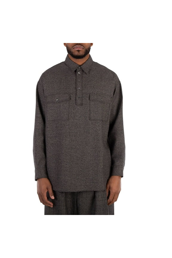 Wool Camica Woven Shirt, Size Large
