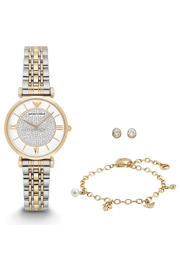 Emporio Retro Bracelet & Earrings Gift Set And Ladies Watch AR8031