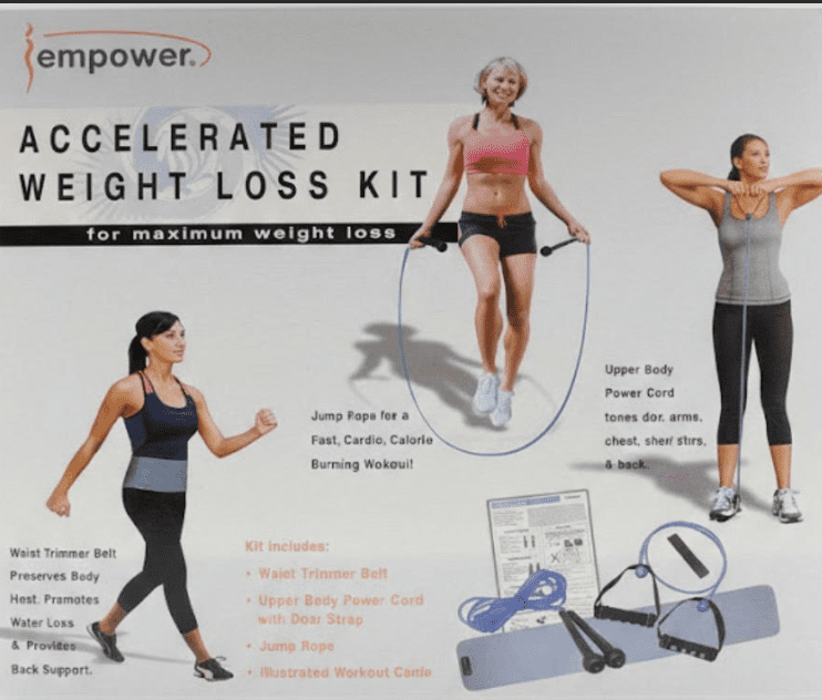 Empower Accelerated Weight Loss Kit – Waist Trimmer Belt, Jump Rope & Upper Body Resistance Cord Fitness Set