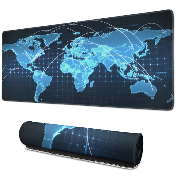 Empower Your Gaming Skills: XXL World Map Mouse Pad with Non-Slip Base & Stitched Edges (31.5x11.8 Inch)