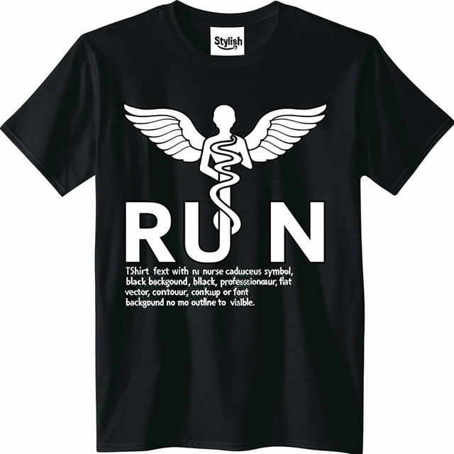 Empower Your Run with Nurse Caduceus Symbol Black TShirt for Healthcare