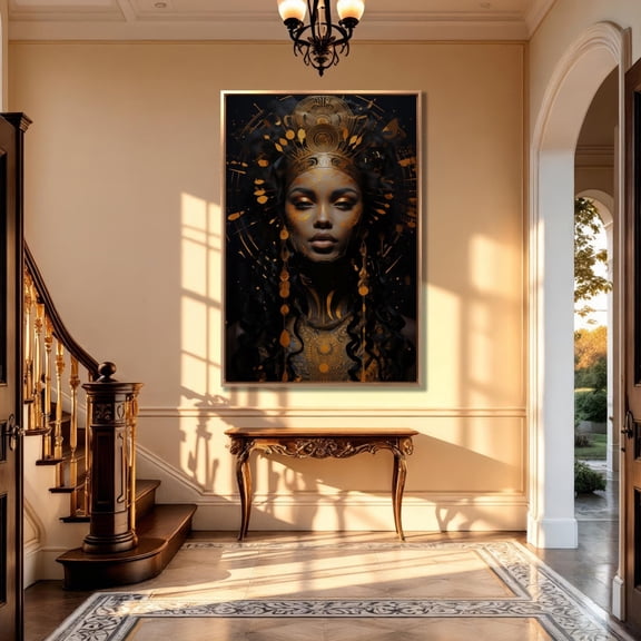 Empowered Beauty African Woman, Black Woman Portrait Art on Print Poster Decor For Living Room Bedroom, Unframed Poster Size 24x36