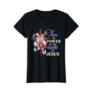 Empowered by the Name of Jesus: Cross and Flower T-Shirt for Strength and Faith