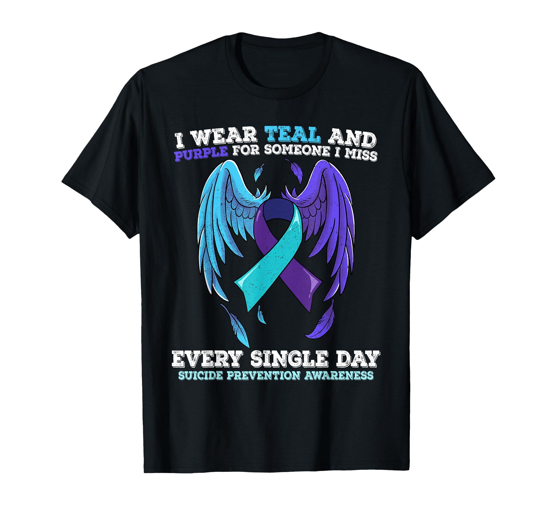 Empowering Angel Wings and Ribbon T-Shirt for Suicide Prevention ...