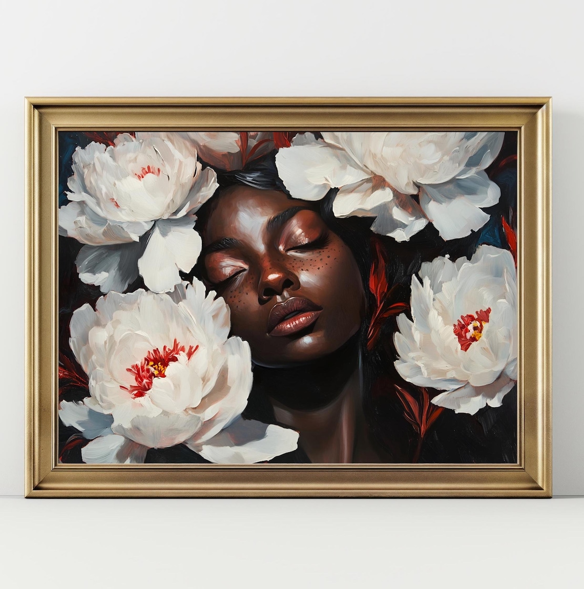 Empowering Black Girl Wall Art Print, Floral African American Portrait ...