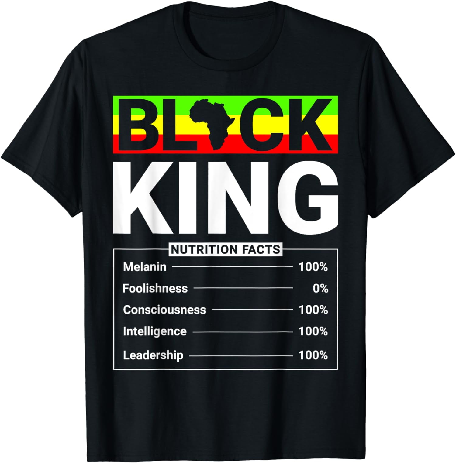Empowering Black King Definition Nutrition Label Pride TShirt