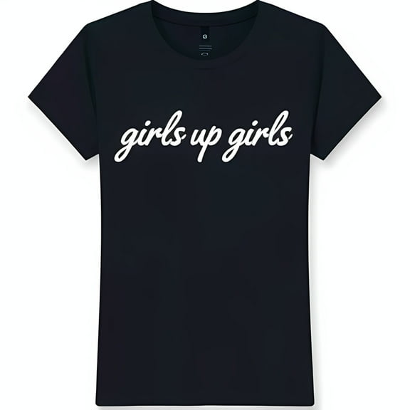 Empowering Black T-Shirt for Women ' Up ' Cursive Design Casual Wear