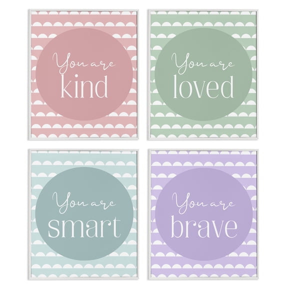 Stupell Industries Empowering Confidence Statements 4 Piece White Framed Giclee Art Set, design by Christine Simpson Art