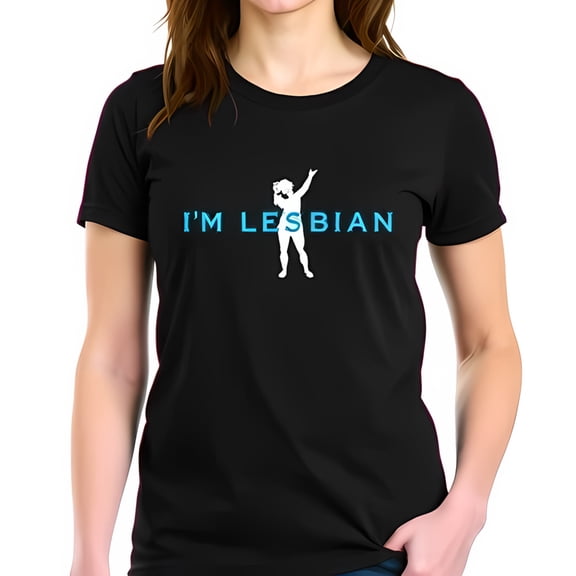 Empowering Cotton Short Sleeve T-Shirt - 'I'M LESBIAN' in Bold Blue with Celebratory Design