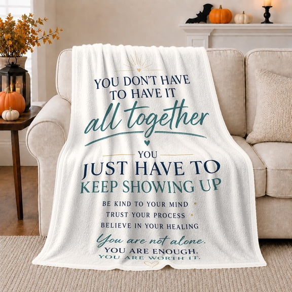 Empowering Mental Wellness Affirmation You Are Enough, Cozy Typography Art Scene, Warm Flannel Blanket for Living Room and Reading Nook, Art Lovers Appreciation Gift, Artistic Home Decor