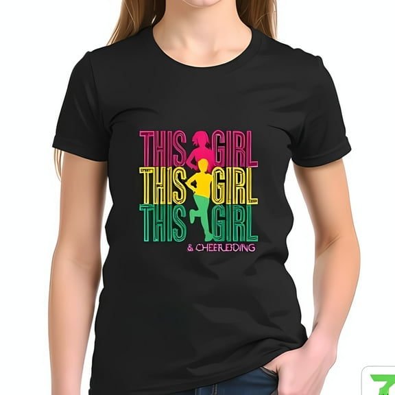Empowering 'THIS GIRL' Cheerleading T-Shirt - Vibrant Colors Fun Graphic Design Cotton Short Sleeve Tee for Young Girls