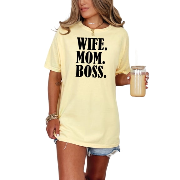 Empowering and Stylish Wife Mom Boss, Butter Comfort Colors T-Shirt, XL
