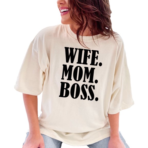 Empowering and Stylish Wife Mom Boss, Ivory Comfort Colors T-Shirt, 3XL