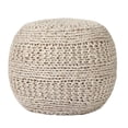thumbnail image 1 of Empowerseas, Inc. AANNY Designs Winston Wool Round Pouf Ottoman Beige, 1 of 5